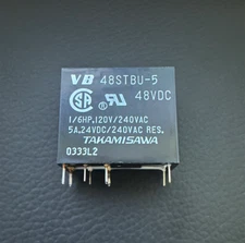 2X VB-48STBU-5 TAKAMISAWA PCB Power Relay 2 Pole 48VDC DPDT 5A 29.2x12.9x25.3mm