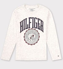 Tommy Hilfiger Boy's GRAY LOGO Long Sleeve Fine Shirt 99 Cotton 4T BNWT