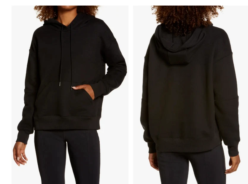 ZELLA Black Cara Cozy Soft Hoodie XL = 16/18 0X Nordstrom Cotton Blend Slim Fit
