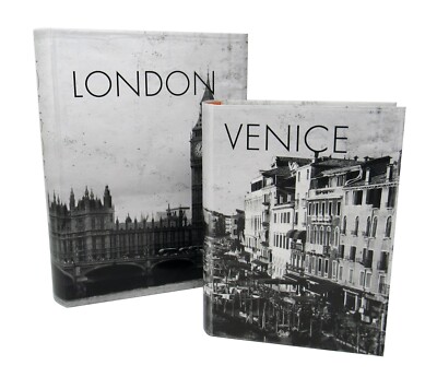 Set 2 Punch Studio Book Boxes London Venice Black & White Photography 19192 M/L