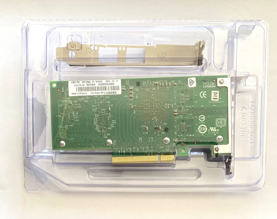 Intel X520-DA2 10Gb Dual Port SFP+ Network Adapter - IBM 49Y7962 00JY855 - Image 2 of 2