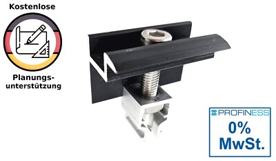 0% MwSt. 30mm Endklemme schwarz stangeneloxiert Klickfix Version für PV-Module