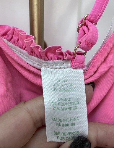 Lilly Pulitzer Azalea One Piece Swimsuit Pink Tropics Sway this Way Girls Sz 8 - Picture 4 of 4