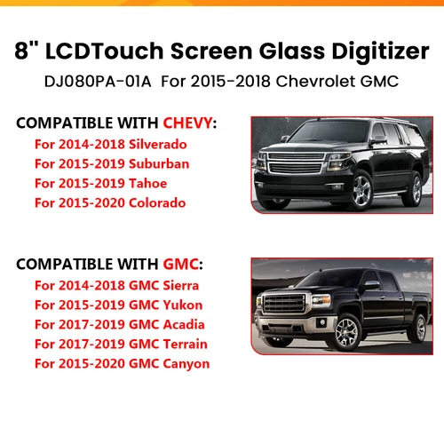 8" LCD Touchscreen Digitalisierer Für Chevrolet Silverado GMC Sierra 2016-2018 - Bild 3 von 12