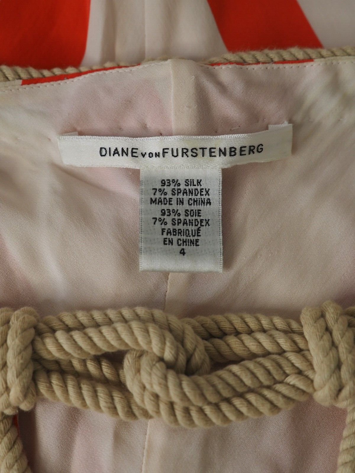Diane Von Furstenberg Dress Red/Cream US size 4 Pre-Owned image 6