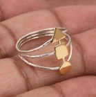 Trio Geometric Design 925 Silver Multi Textured Band Ring Minimal Jewelry Gift