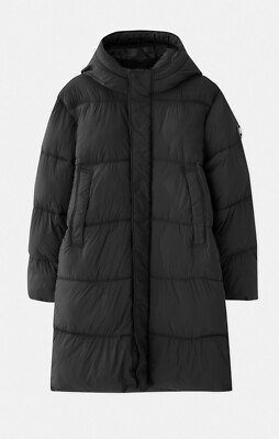 Pull & Bear Long Sleeve Puffer With Hood Black Size S