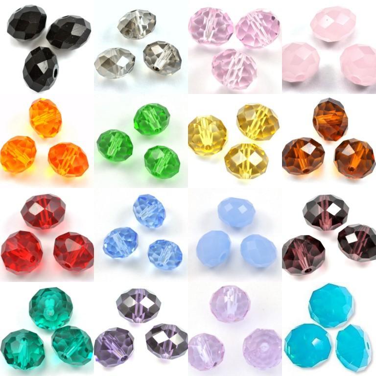 Faceted Rondelle Crystal Cut Glass Beads Spacer 4mm 12mm for Jewellery