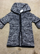 Vintage Marla Wynne Womens Winter Jacket Black & White Jacquard Nwt Coat