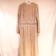 Wedding Gown Size 12 L USA 42 FR Creme Beige Color A-Line Full Lenght