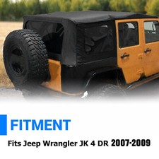 4 Pcs Soft Top W Tinted Window For 2007-2009 Jeep Wrangler Jk Unlimited 4 Door