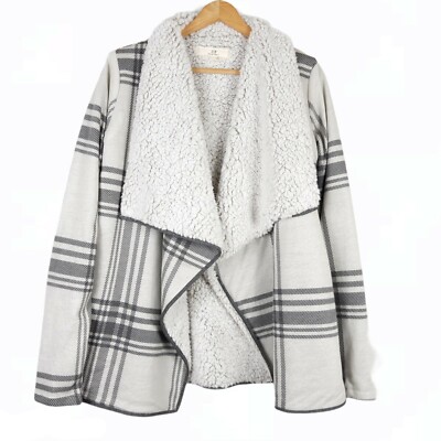 Thread & Supply Sherpa Windowpane Wrap Cardigan Size Small