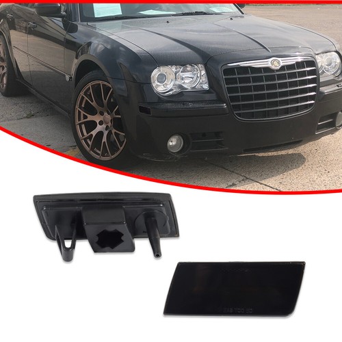 2PCS Smoked Lens Front Bumper Side Marker Lights For 2005-2010 Chrysler 300C/300 - Picture 2 of 9