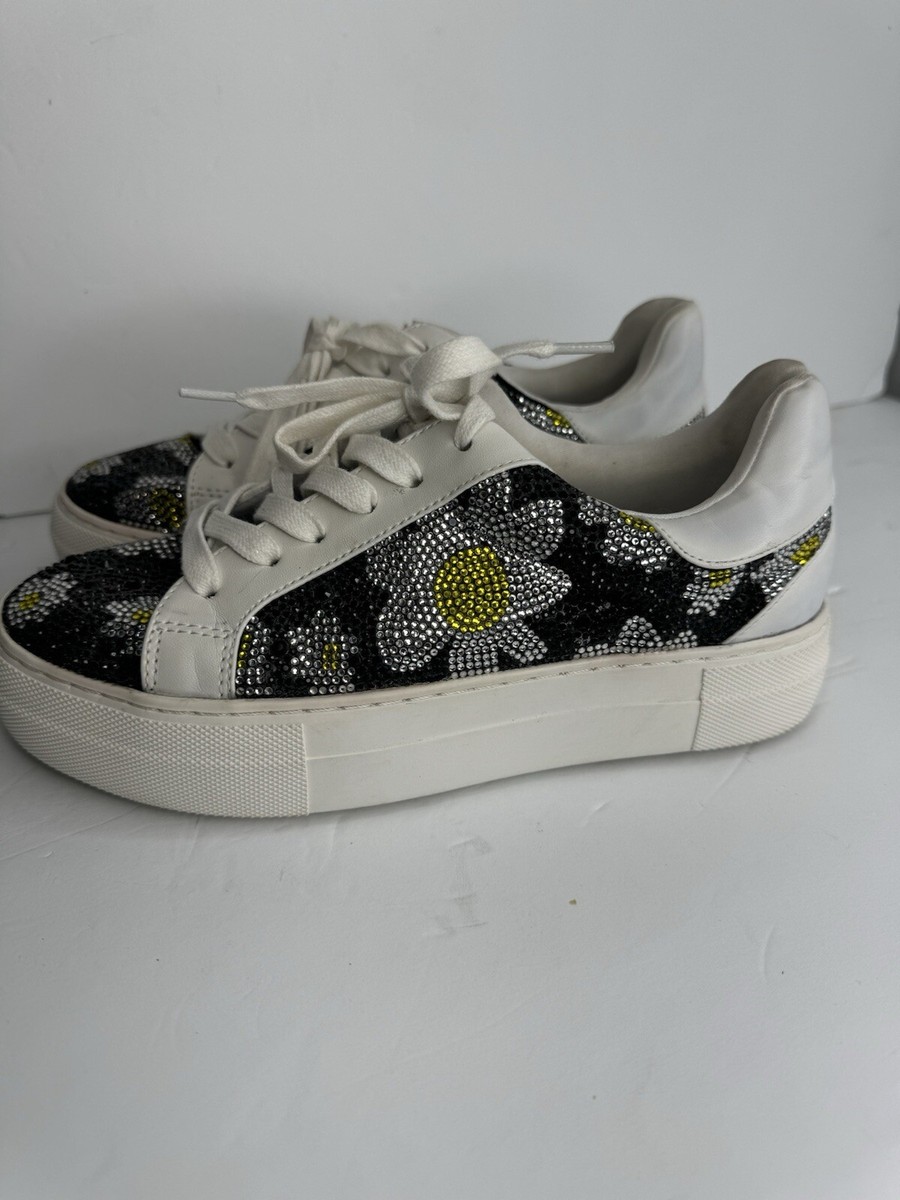 Betsey Johnson Lindsay Diasy Flower Rhinestone Women 6m Bling Sneaker