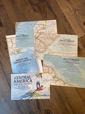 National Geographic Lot Of 5 Mexico & Central & Central America Maps 1958-1986
