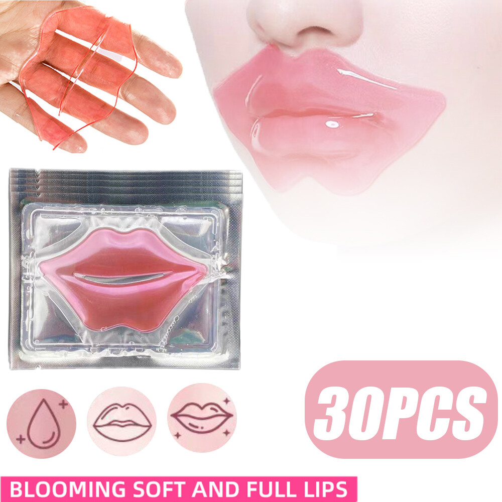 30 PACK PINK Collagen Crystal LIP MASK Plumper Gel Moisturizer for dry FACE LIPS