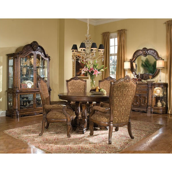 AICO Furniture Windsor Court Piece Dining Room Set in Vintage