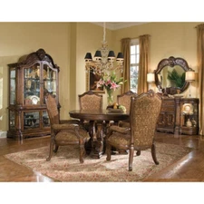 AICO Furniture - Windsor Court 7 Piece Dining Room Set in Vintage Fruitwood -...
