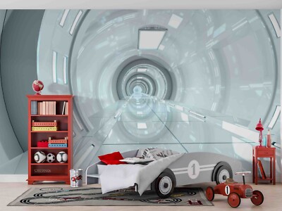 3D Space Station Corridor Space Self-adhesive Removable Wallpaper Murals
