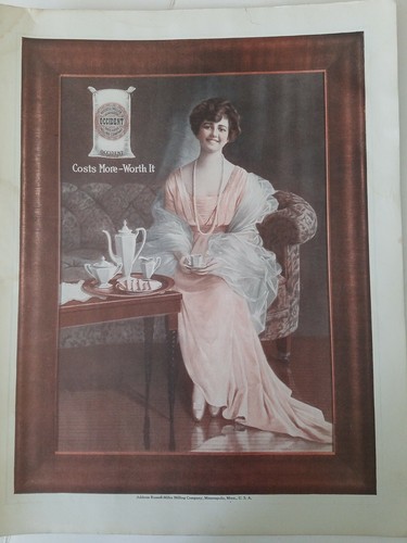 1915 Russell Miller Milling Company Occident flour Pretty Woman pink dress ad