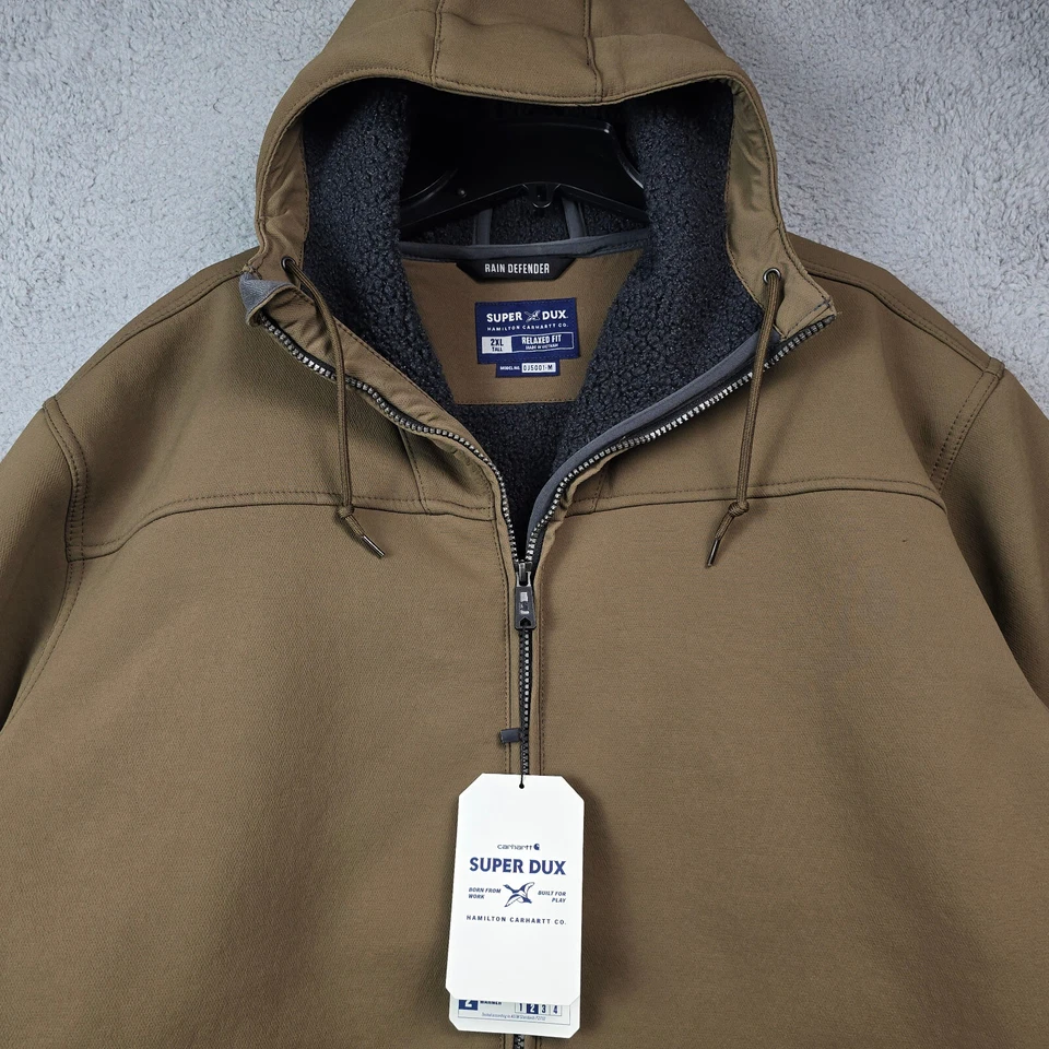 Chaqueta Sherpa Carhartt CAPUCHA PARA HOMBRES 2XL ALTA Marrón EXTERIOR PESO MEDIO LLUVIA NUEVA CON ETIQUETAS Foto 2 de 4