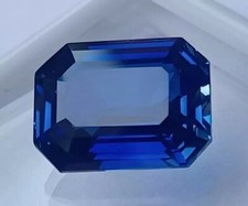 Natural Kashmiri Dark Blue Sapphire Emerald Cut Loose Gemstone Certified 13.5 Ct