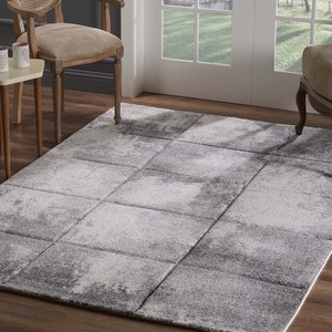 Teppich Flachflor Modern Konturenschnitt Kariert Meliert Wohnzimmer Grau Creme Ebay