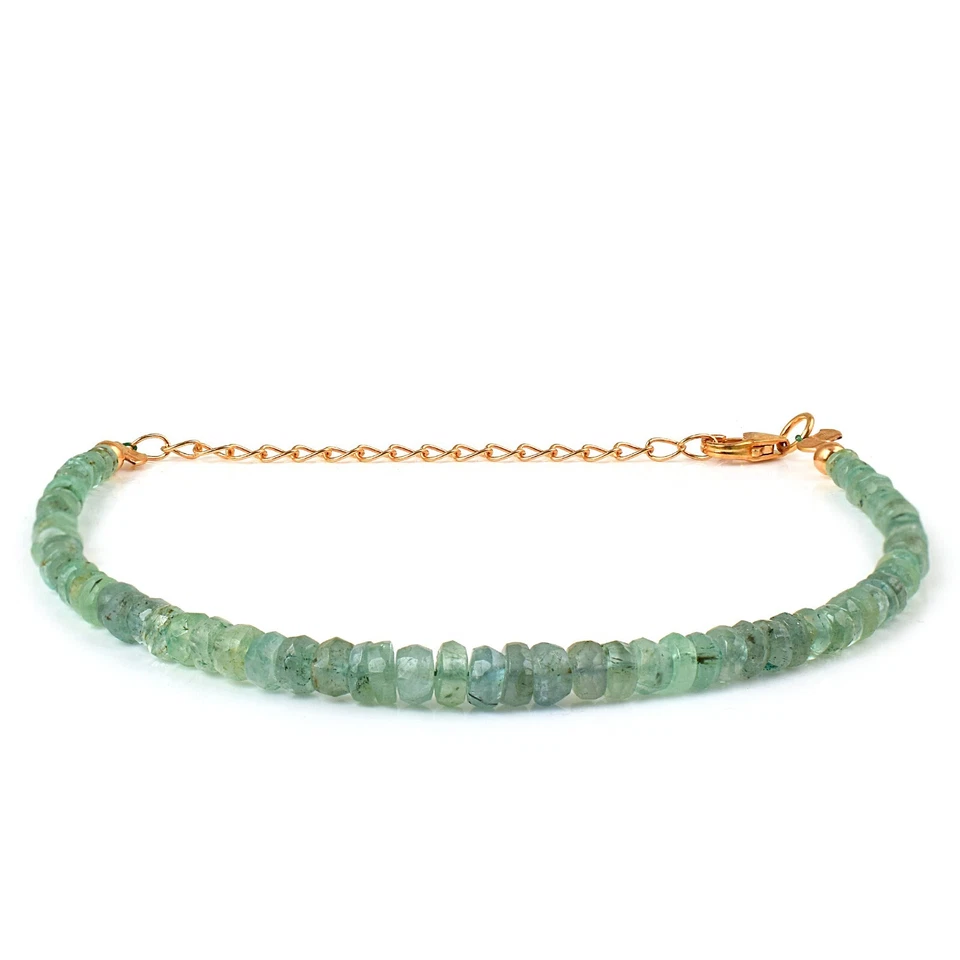 Brazalete para mujer con cuentas de plata de ley 925 con esmeralda colombiana de piedras preciosas naturales Foto 4 de 4