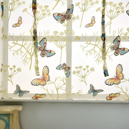 Short Sheer Curtain Animal Pattern Useful Elegant Roman Blind Polyester