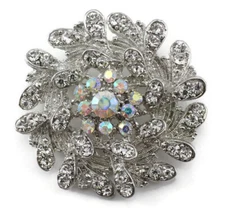 Clear Austrian Rhinestone Crystal Splendid  Bridal Wedding Brooch Pin PN 29913