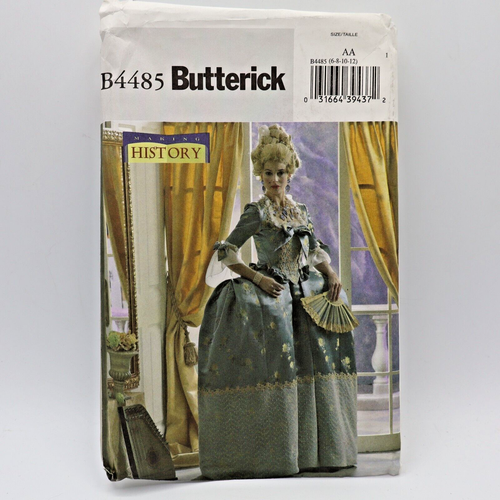 Butterick Pattern B4485 Womens 18th Century Court Dress Costume Size 6-12 Uncut
