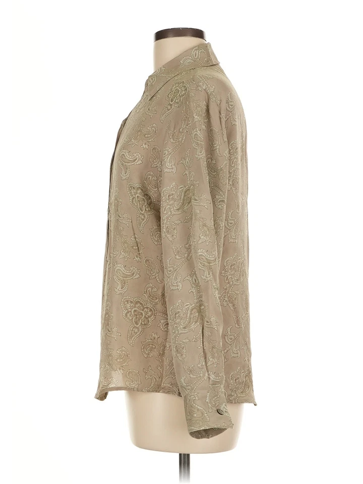 Top de seda de manga larga marrón Alfani para mujer 8 Foto 4 de 4