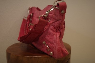 Balenciaga The Giant First 2Way Hand Bag Purse Leather Pink Auth