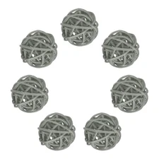 7Pcs Wicker Rattan Balls, 1.2 in Dia Rattan Decorative Balls, Gray