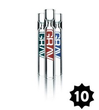 GRAV  12MM CLEAR TASTER  - PACK OF 10, Larger Bowl, GRAV  Logo Etched Glass