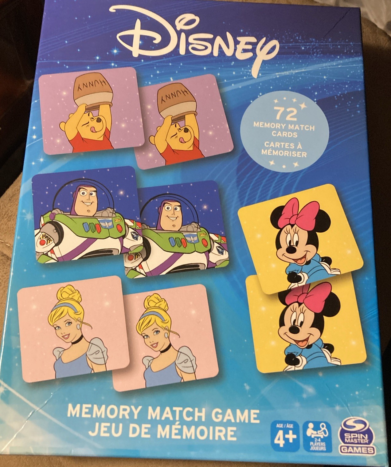 Disney Memory Match Game 72 Memory Cards Ages 4+ Spin Master Brand New