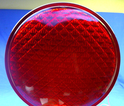 NOS Vintage Kopp Glass TL-4666 8-3/8 Red Diamond Traffic Signal Light Lens