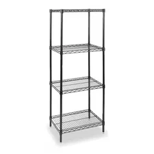 Wire Shelving Unit, 18"D X 24"W X 63"H, 4 Shelves, Black, 2Kpk8
