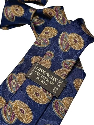 givechy gentleman Paris Vintage Krawatte reine Seide Medaillon Muster Mehrfarbig Selten