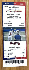 FULL TICKET! 7/21/01 BRAVES/EXPOS-MARK DEROSA CAREER HR #1-