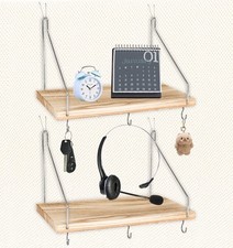 2-Pack Cubicle Shelf For Fabric Walls With Hooks 12x6.0in Wooden Cubicle Shel...
