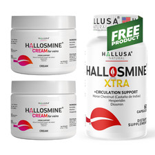 2 pack Hallosmine cream  FREE Hallosmine Extra - Legs Veins support supplements