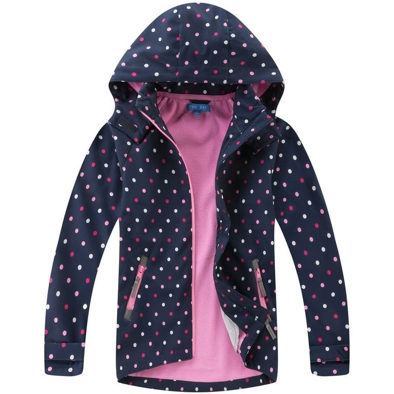 MGEOY Girls Rain Jacke Lightweight Waterproof Hooded Raincoat Windbreaker 10-12