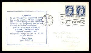 Mayfairstamps Canada FDC 1962 pair Ottawa 5 cents royalty First Day Cover cca_27