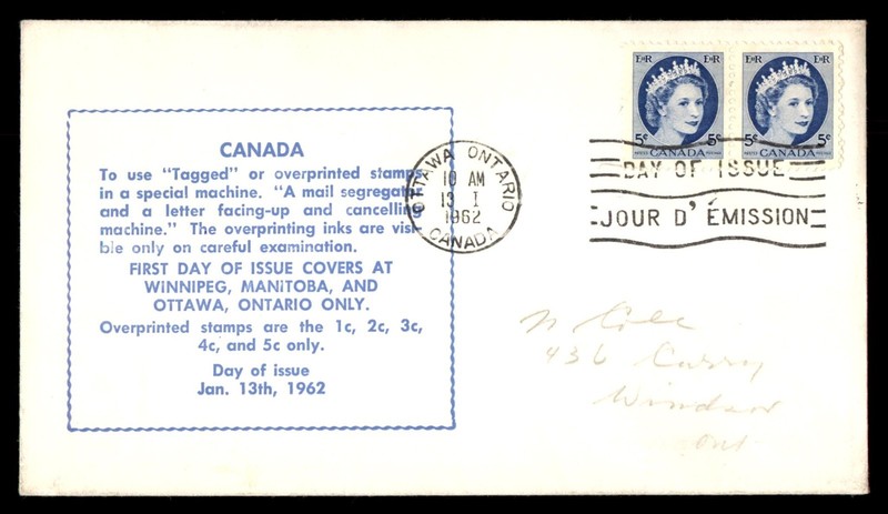 Mayfairstamps Canada FDC 1962 pair Ottawa 5 cents royalty First Day Cover cca_27