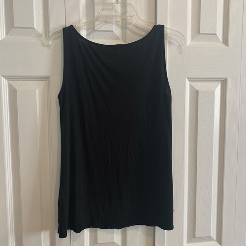 Eileen Fisher Tank Top Black Sz PM Silk Knit Classic Minimalist Effortless Look - Picture 4 of 7
