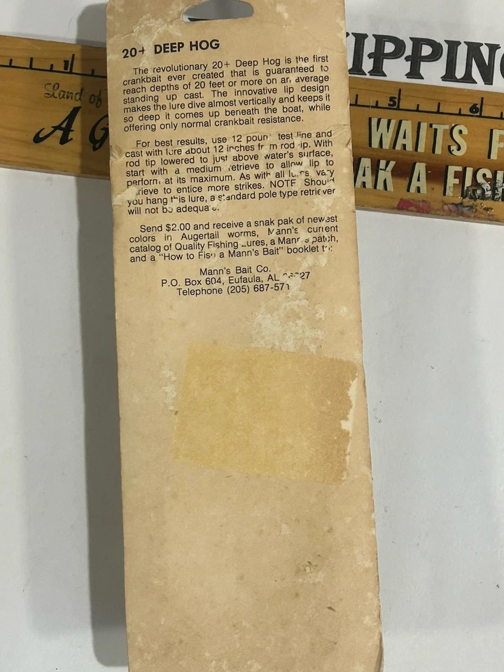 Señuelo Crankbait de Buceo 5/8oz DE COLECCIÓN Tom Mann's Deep Hog 20+ Plus 3" Nuevo de Lote Antiguo Foto 3 de 3