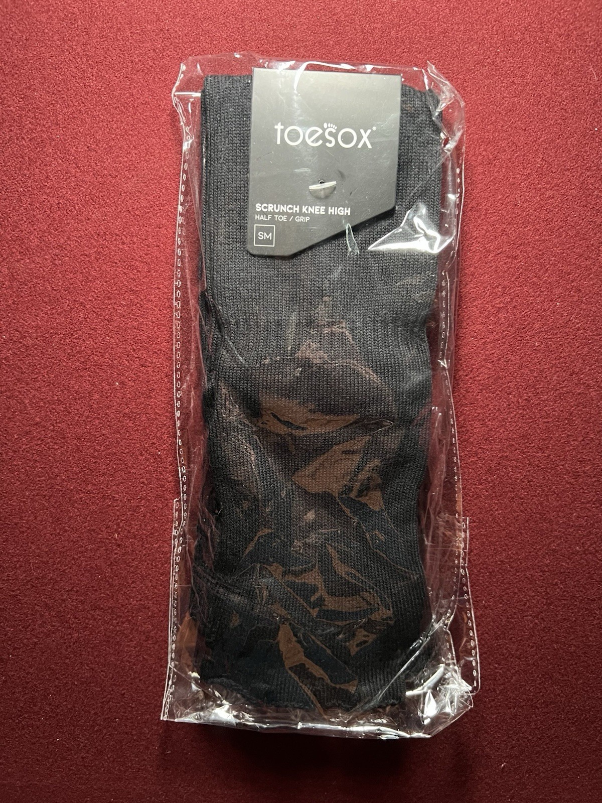 TOESOX Pilates Yoga Socks Size S (6-8) Half Toe Scrunch Knee High Grip Sock