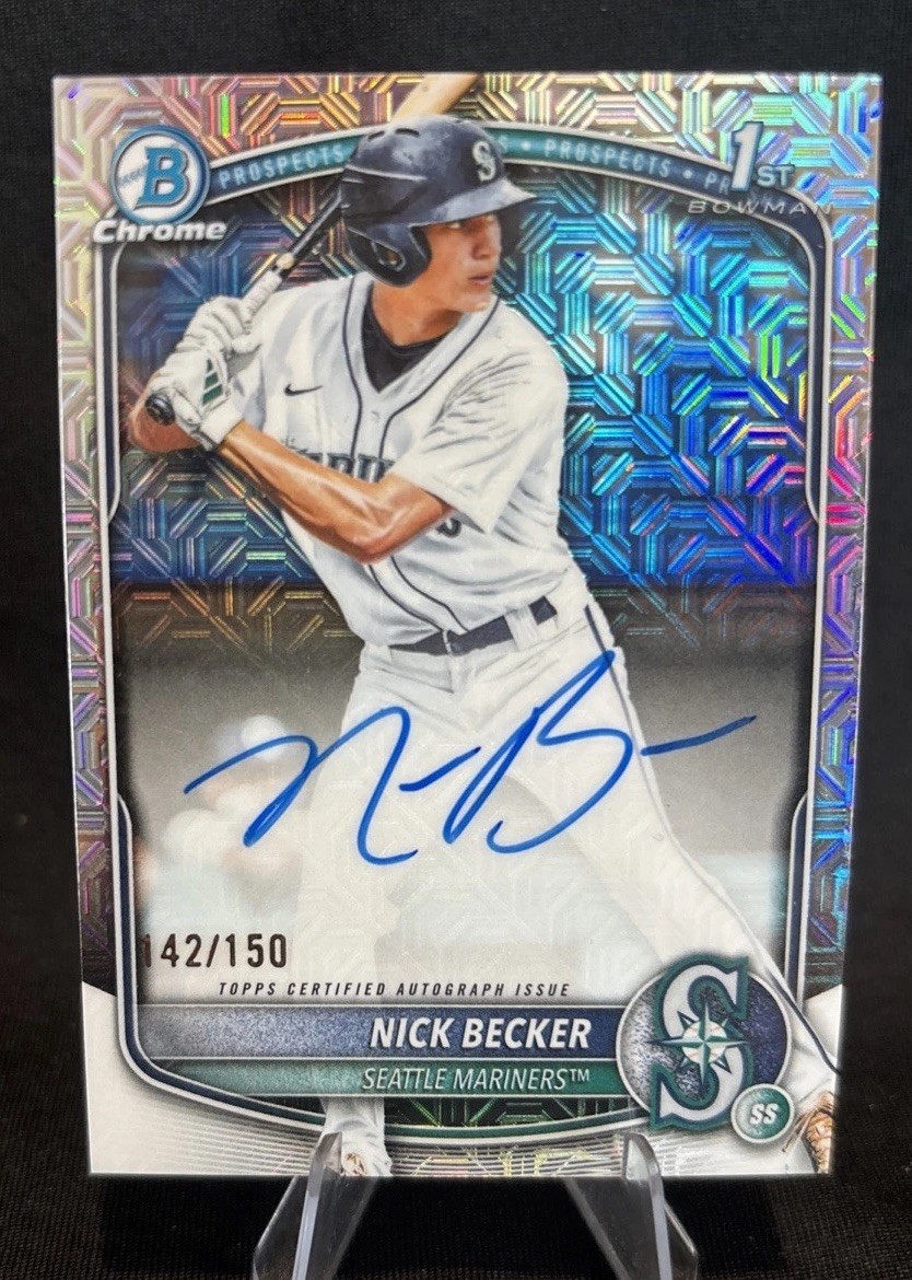 2025 Bowman Draft Nick Becker Chrome Auto HTA Choice Refractor /150 Mariners