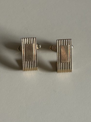 Men Vintage Swank 1/20 12k GF Yellow Gold 1” Rectangular Shape Cufflinks - Picture 2 of 4
